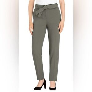 HILARY RADLEY WOMEN'S TIE FRONT DRESS PANTS GREEN TEA 6
